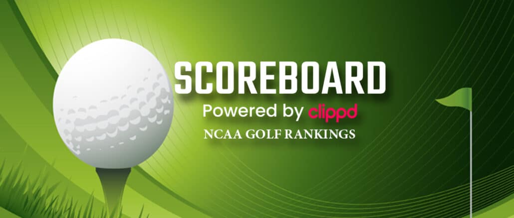 Golf ball near a hole on the green with scoreboard text.