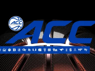 Logo of the Atlantic Coast Conference with a blue and orange color scheme.